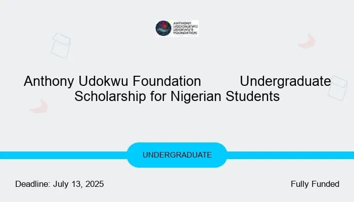 Anthony Udokwu Foundation Undergraduate Scholarship 2026